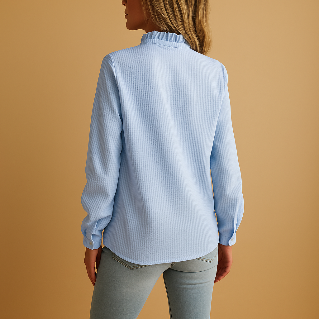 Tessa | Stribet bluse med flæser til kvinder
