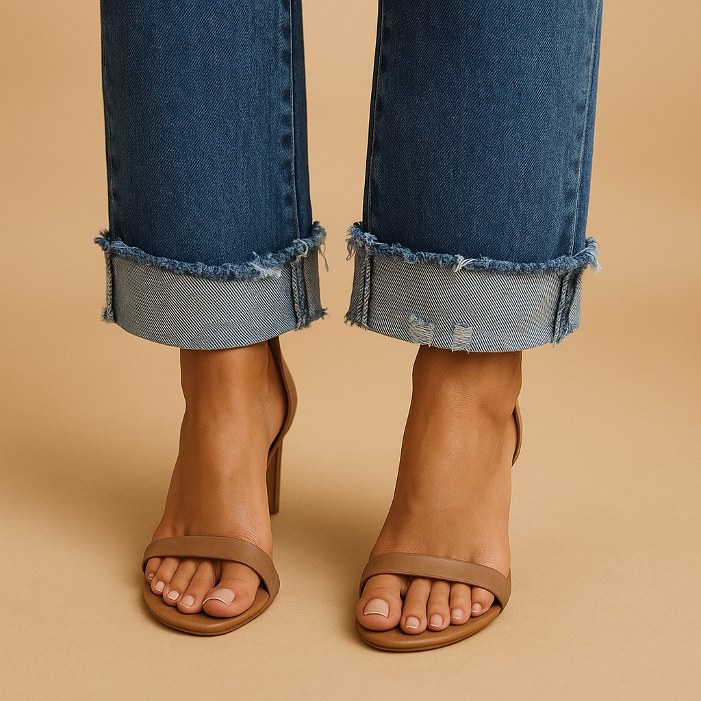 Edna | Casual denimjeans med asymmetrisk talje til damer