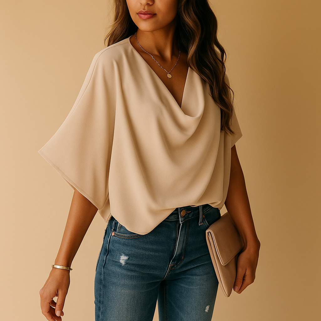 Loïs | Let chiffonbluse med flagermusærmer til kvinder