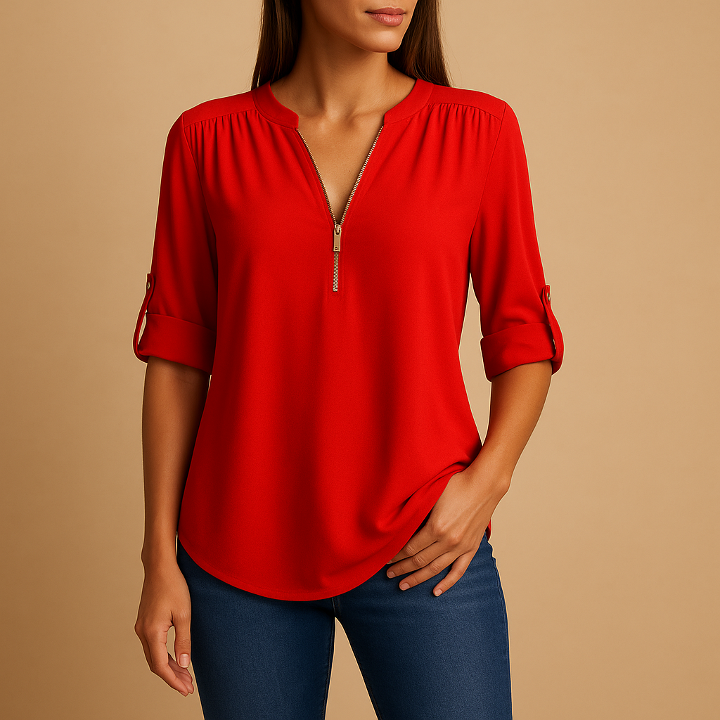 Danisha | Elegant bluse med V-hals og åndbart design til kvinder