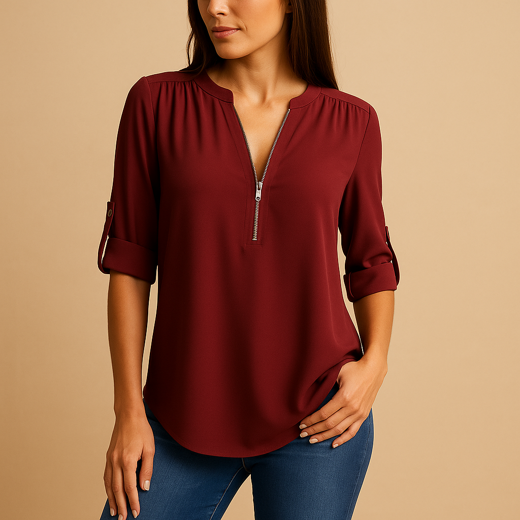 Danisha | Elegant bluse med V-hals og åndbart design til kvinder