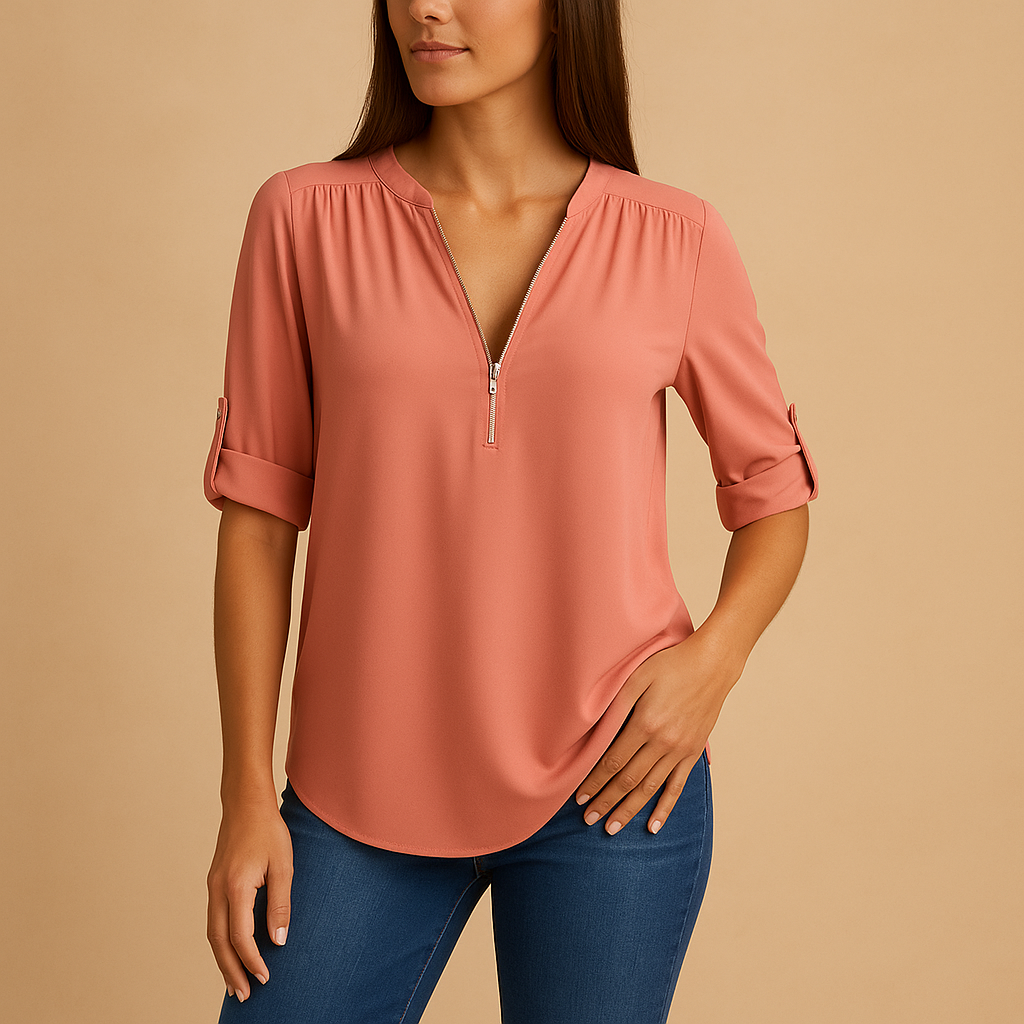 Danisha | Elegant bluse med V-hals og åndbart design til kvinder