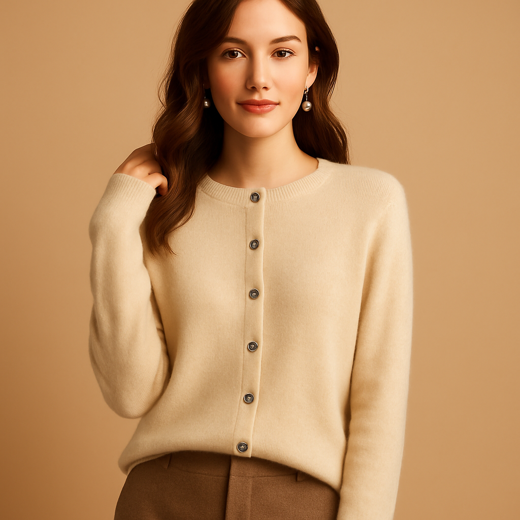 Ilse | V-hals cardigan til damer med knapper og lange ærmer