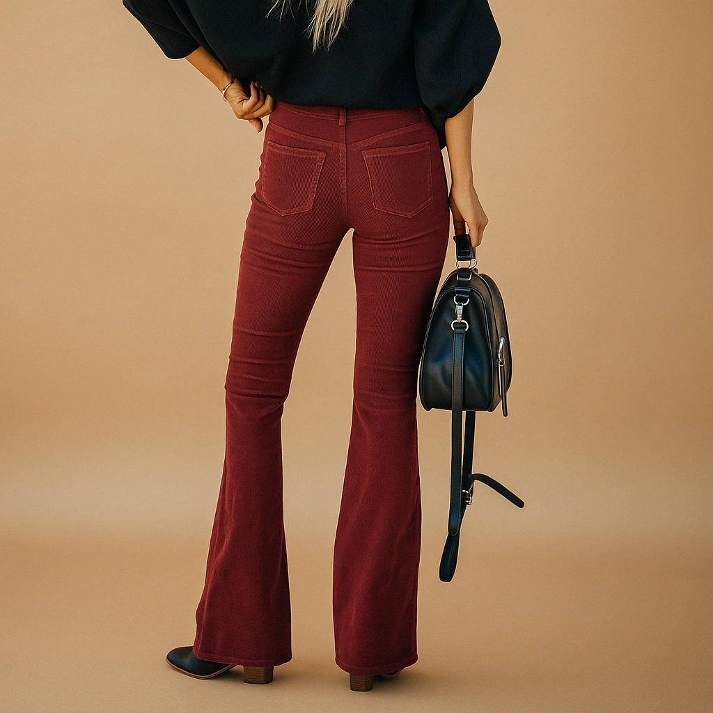 Maartje | Flared fløjlsbukser med retrolook til damer