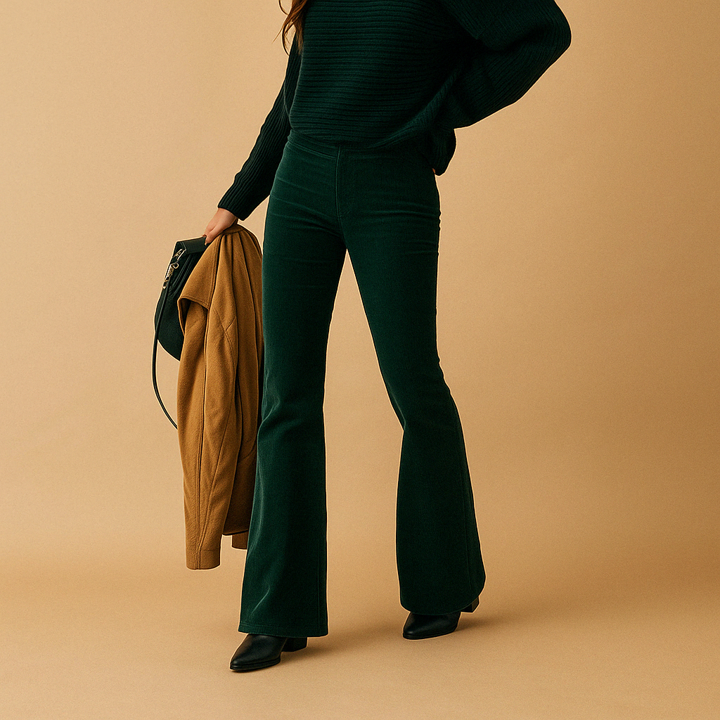 Maartje | Flared fløjlsbukser med retrolook til damer