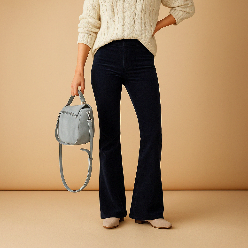 Maartje | Flared fløjlsbukser med retrolook til damer