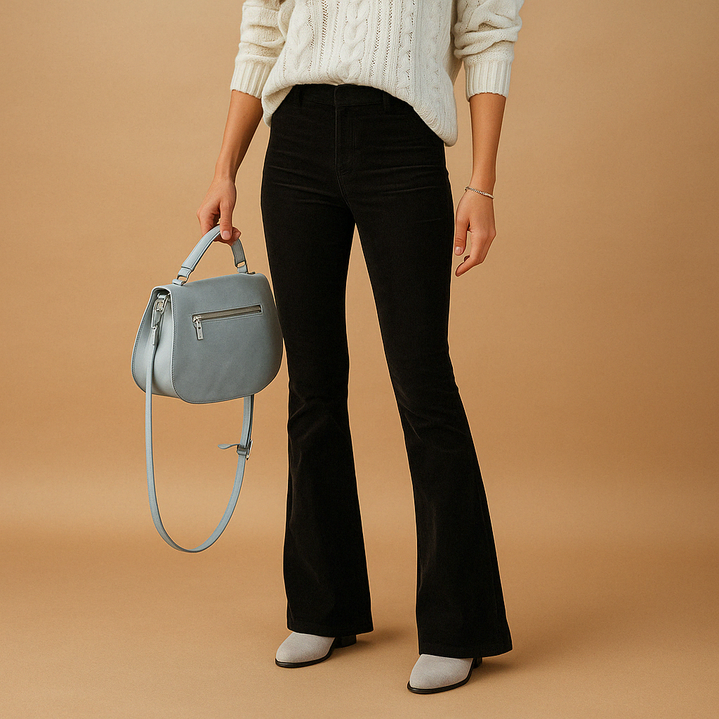 Maartje | Flared fløjlsbukser med retrolook til damer
