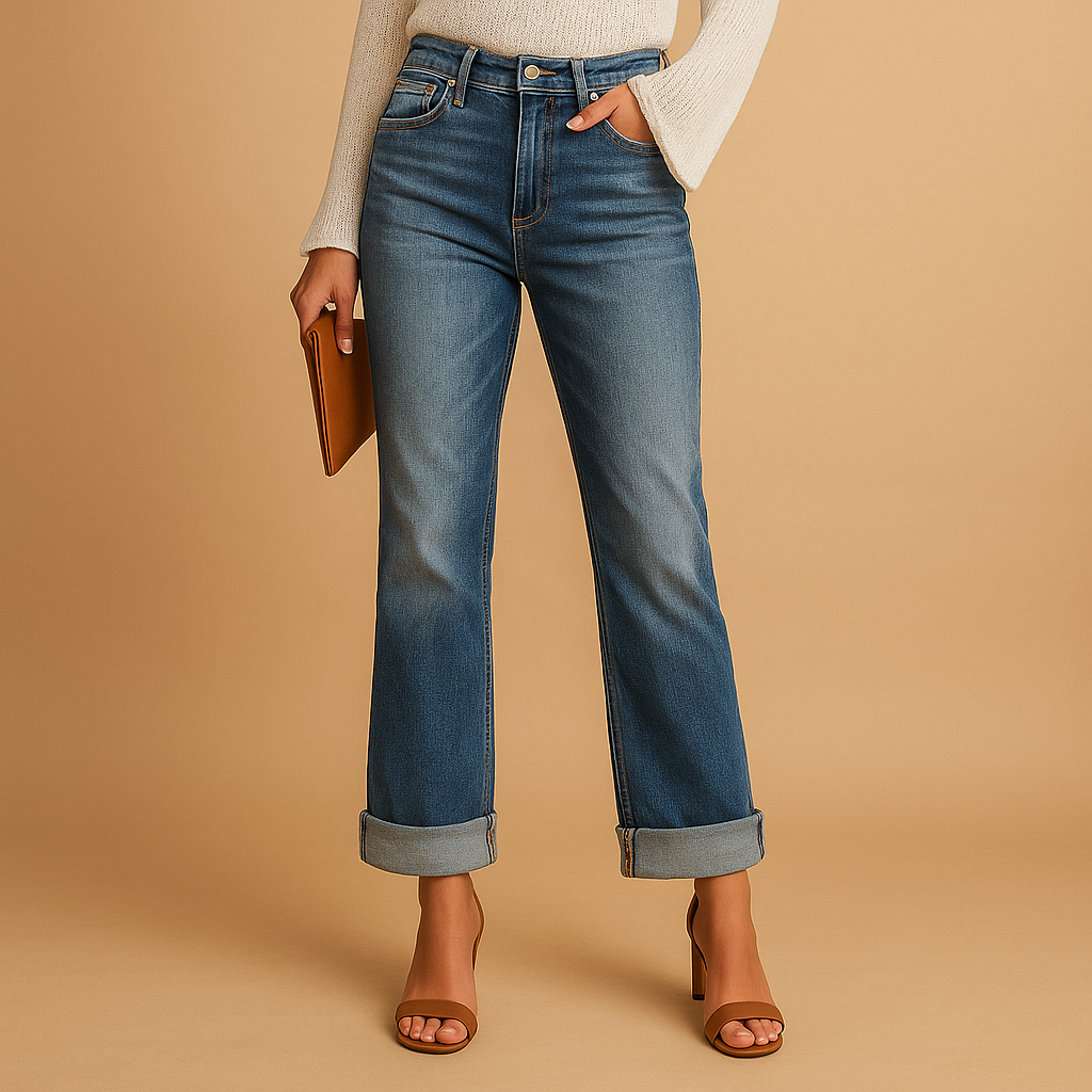 Edna | Casual denimjeans med asymmetrisk talje til damer