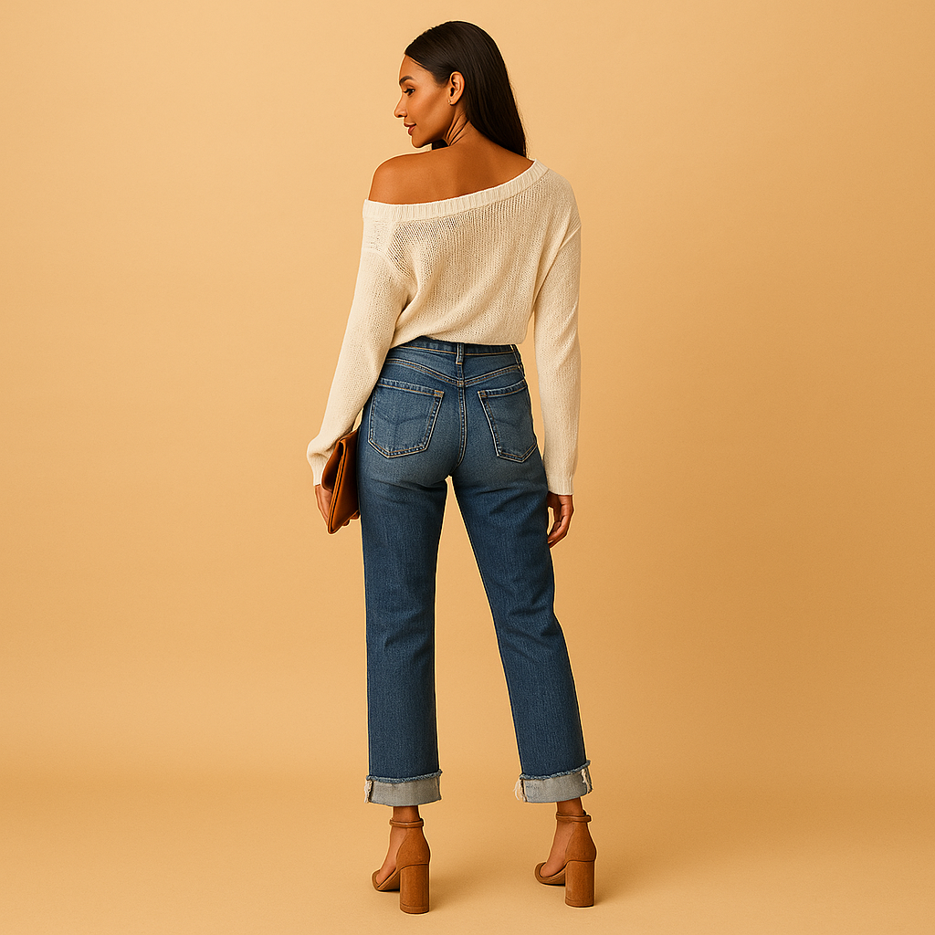 Edna | Casual denimjeans med asymmetrisk talje til damer