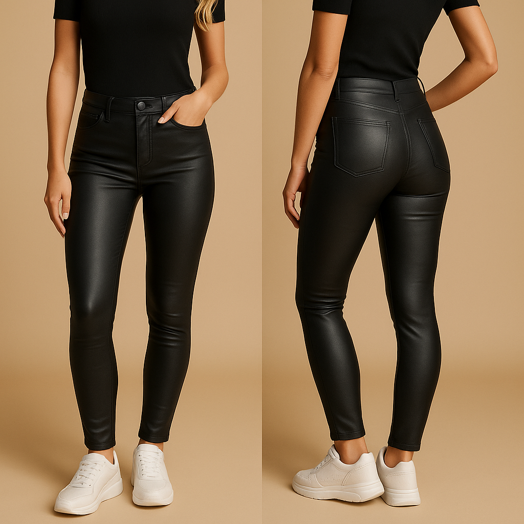 Milou | Højtaljede læderbukser med slim fit til damer