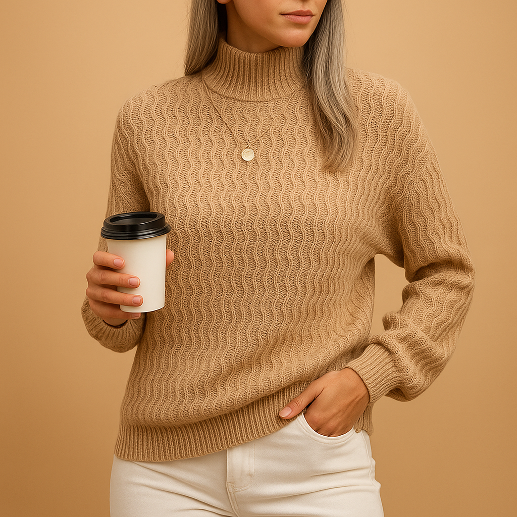 Annelies | Stilfuld strikket sweater med høj hals til damer